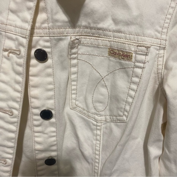 Calvin Klein Ivory White Jean Denim Stretch Jacket - Picture 2 of 6